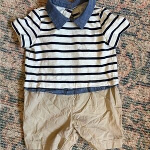 Bay GAP collared romper with khaki bottoms